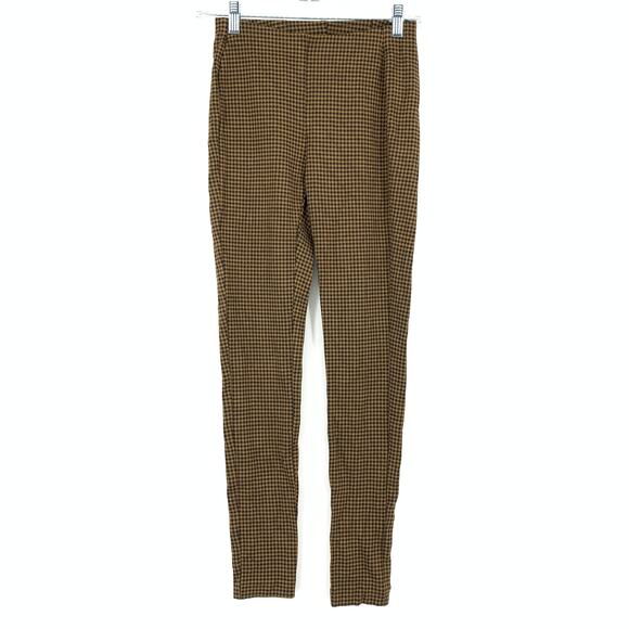 J. Jill Ponte Leggings Womens Size XS Brown Black Microcheck Print Elastic Waist - Picture 1 of 6